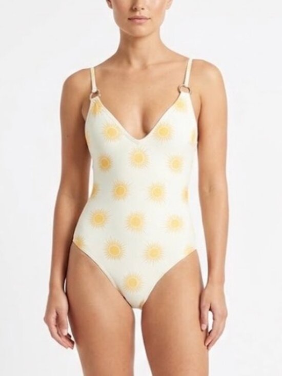 kate spade Other - Kate Spade Sunshine Print Strappy Back One Piece Bathing Suit Yellow Size Small